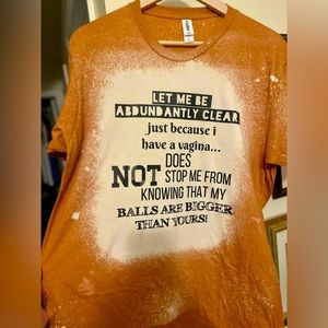 Burnt Orange Screen Print Custom Bleach Splatter Tee